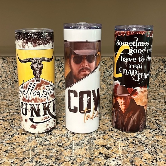 Source Unknown Other - SET OF 3️⃣ YELLOWSTONE Tumblers with Lids